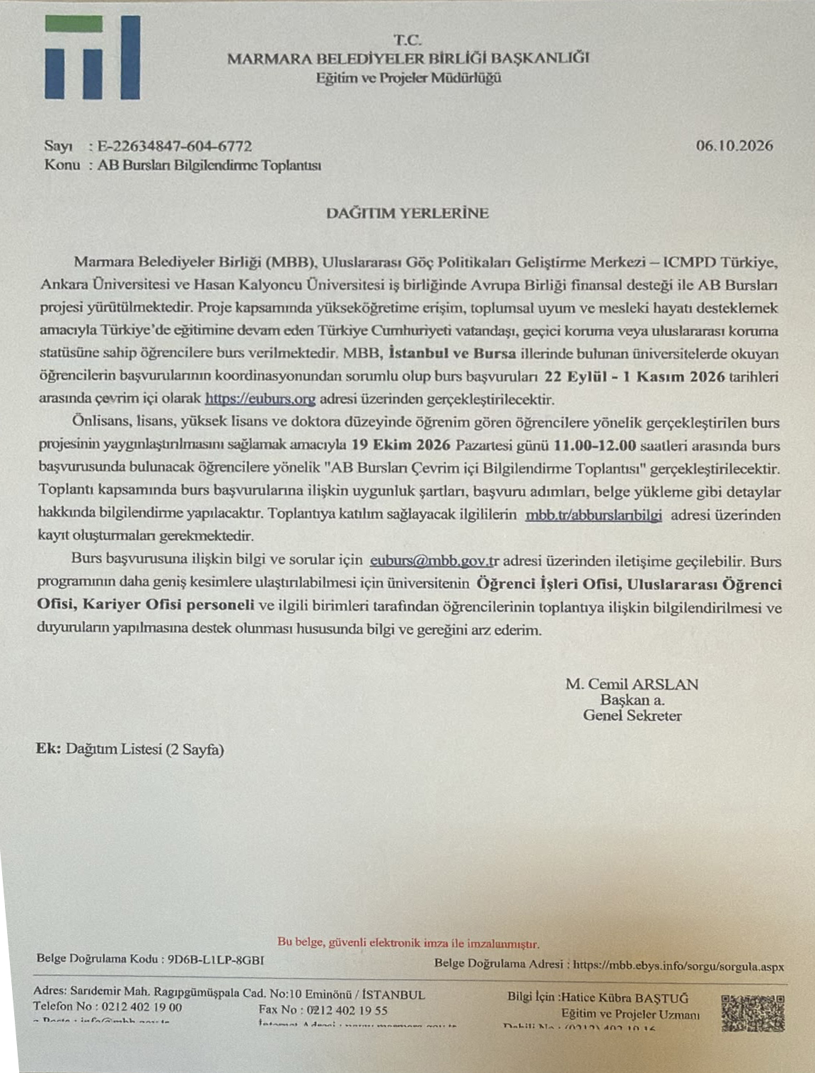 AB Bursları Bilgilendirme Toplantısı